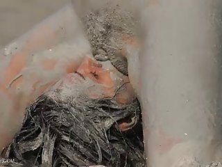 قرمز, چرب شده است قرار داده شده بر دانلود سکس پسر و مادر روی تنه, anal پس از کونای